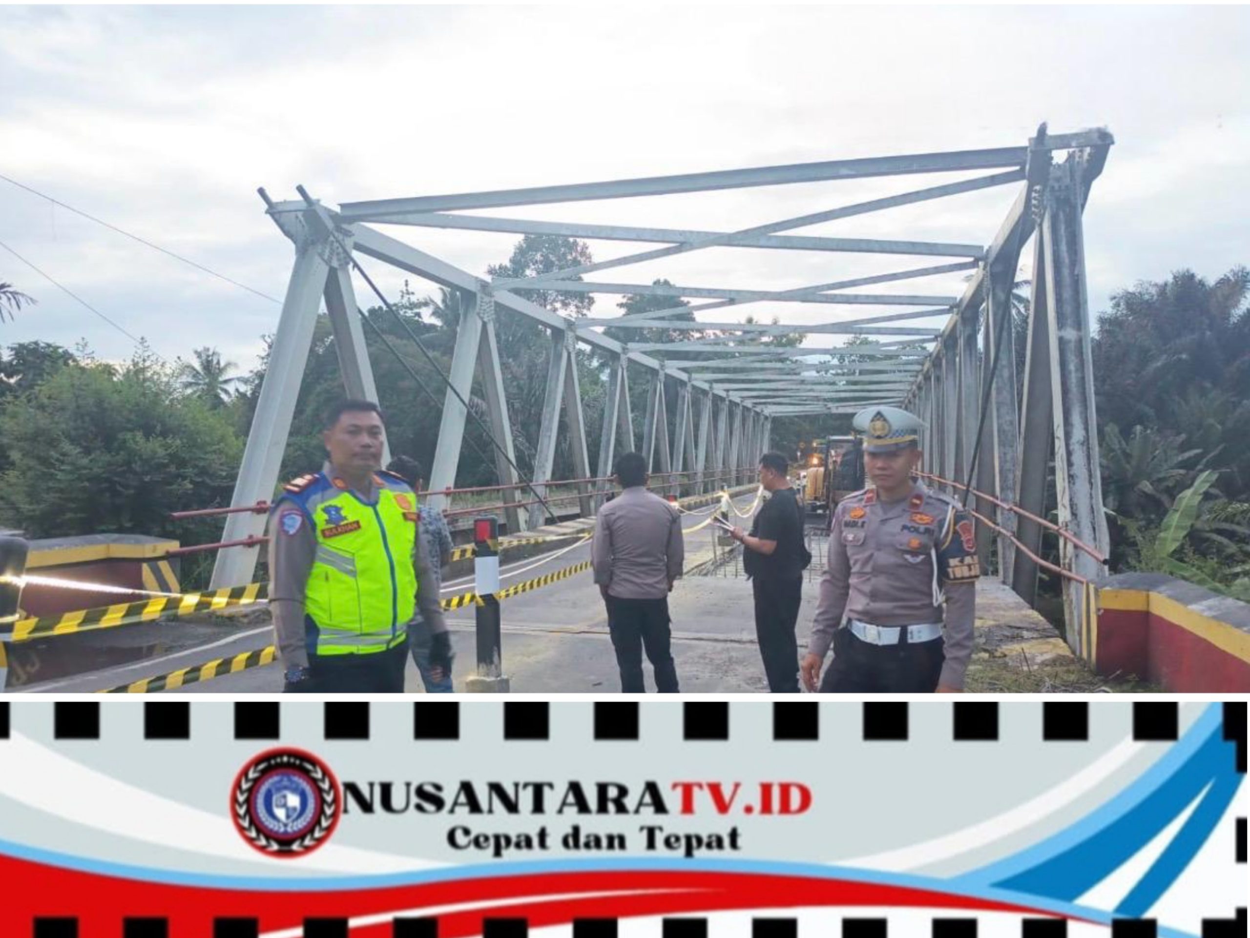 Perbaikan Jembatan Way Giham, Polres Way Kanan Bersama Stakeholder dan Warga Himbau Pengendara Berhati Hati dan Batas Angkutan Mak 28 Ton